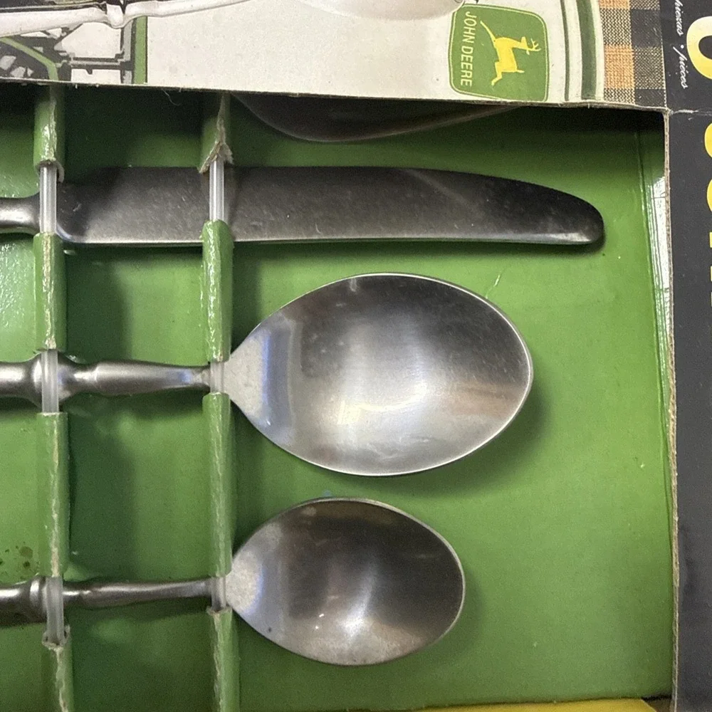 Gibson John Deere Engraved Stainless Flatware Set 16 pieces NOS-open box damaged